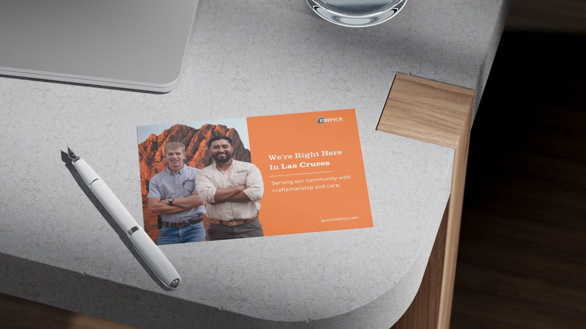 Edifice EDDM postcard — We're Right Here In Las Cruces